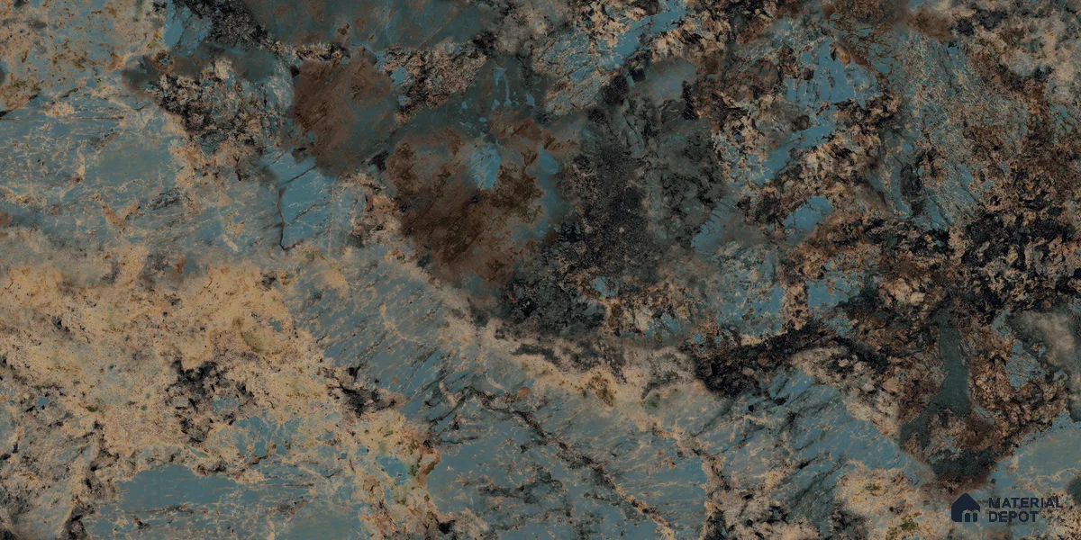 Marble Wall Tile TL 05459 Obsidian Aqua 2 ft x 4 ft Vitrified High Gloss Finish - 9 mm | 4 Random Design | Suitable for Living Room, Bedroom, Bathroom, Kitchen (Sample)