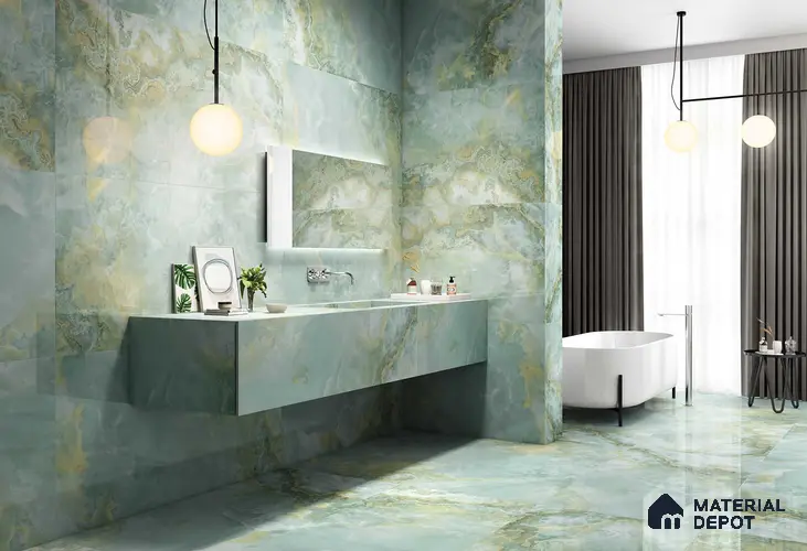 Marble Floor & Wall Tile TL 05818 E Gravier Onyx Olive 2 ft x 4 ft Vitrified Matte Finish - 9 mm | | Suitable for Living Room, Bedroom, Bathroom
