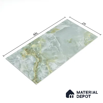 Marble Floor & Wall Tile TL 05818 Gravier Onyx Olive 2 ft x 4 ft Vitrified Glossy Finish - 9 mm | 10 Random Design | Suitable for Living Room, Bedroom, Bathroom (Sample)