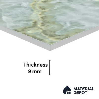 Marble Floor & Wall Tile TL 05818 Gravier Onyx Olive 2 ft x 4 ft Vitrified Glossy Finish - 9 mm | 10 Random Design | Suitable for Living Room, Bedroom, Bathroom (Sample)