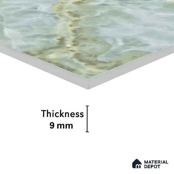 Marble Floor & Wall Tile TL 05818 Gravier Onyx Olive 2 ft x 4 ft Vitrified Glossy Finish - 9 mm | 10 Random Design | Suitable for Living Room, Bedroom, Bathroom (Sample)