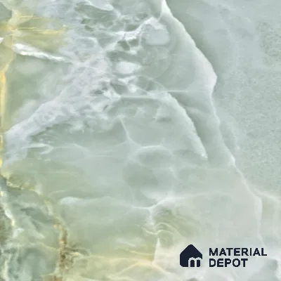 Marble Floor & Wall Tile TL 05818 Gravier Onyx Olive 2 ft x 4 ft Vitrified Glossy Finish - 9 mm | 10 Random Design | Suitable for Living Room, Bedroom, Bathroom (Sample)
