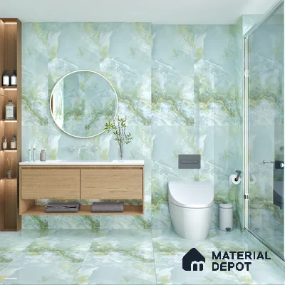 Marble Floor & Wall Tile TL 05818 E Gravier Onyx Olive 2 ft x 4 ft Vitrified Matte Finish - 9 mm |  | Suitable for Living Room, Bedroom, Bathroom