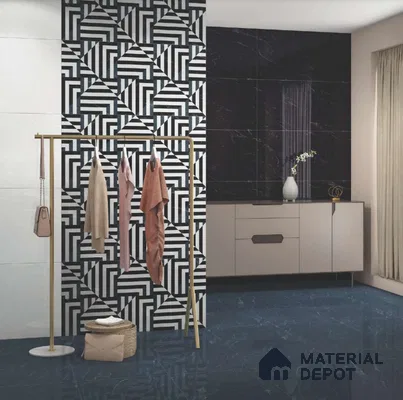 Geometric Floor & Wall Tile TL 05812 B Gravier Soft Geo Decor 2 ft x 4 ft Vitrified High Gloss Finish - 9 mm | Suitable for Living Room, Bedroom, Bathroom (Sample)