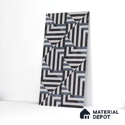 Geometric Floor & Wall Tile TL 05812 B Gravier Soft Geo Decor 2 ft x 4 ft Vitrified High Gloss Finish - 9 mm | Suitable for Living Room, Bedroom, Bathroom (Sample)