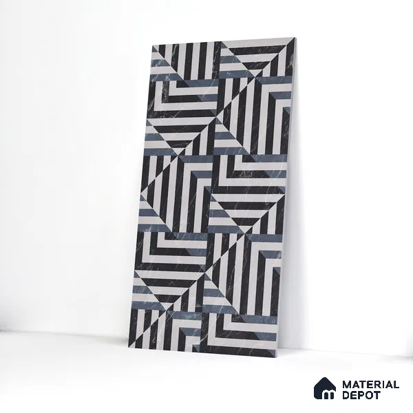 Geometric Floor & Wall Tile TL 05812 B Gravier Soft Geo Decor 2 ft x 4 ft Vitrified High Gloss Finish - 9 mm | Suitable for Living Room, Bedroom, Bathroom (Sample)