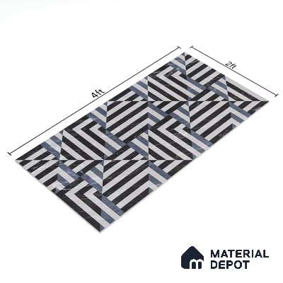 Geometric Floor & Wall Tile TL 05812 B Gravier Soft Geo Decor 2 ft x 4 ft Vitrified High Gloss Finish - 9 mm | Suitable for Living Room, Bedroom, Bathroom (Sample)