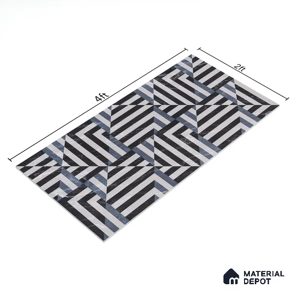 Geometric Floor & Wall Tile TL 05812 B Gravier Soft Geo Decor 2 ft x 4 ft Vitrified High Gloss Finish - 9 mm | Suitable for Living Room, Bedroom, Bathroom (Sample)