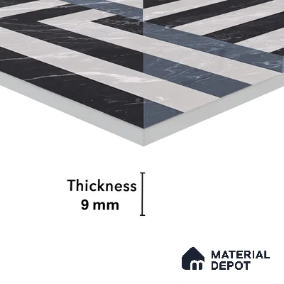 Geometric Floor & Wall Tile TL 05812 B Gravier Soft Geo Decor 2 ft x 4 ft Vitrified High Gloss Finish - 9 mm | Suitable for Living Room, Bedroom, Bathroom (Sample)