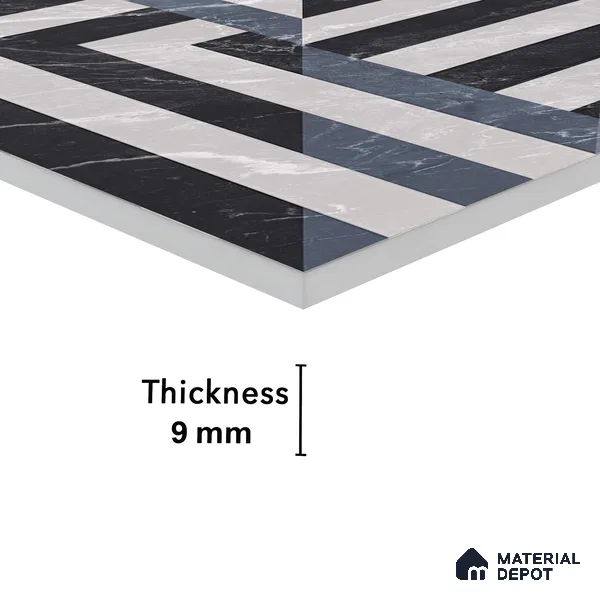 Geometric Floor & Wall Tile TL 05812 B Gravier Soft Geo Decor 2 ft x 4 ft Vitrified High Gloss Finish - 9 mm | Suitable for Living Room, Bedroom, Bathroom (Sample)
