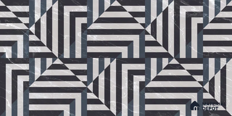 Geometric Floor & Wall Tile TL 05812 B Gravier Soft Geo Decor 2 ft x 4 ft Vitrified High Gloss Finish - 9 mm | Suitable for Living Room, Bedroom, Bathroom (Sample)