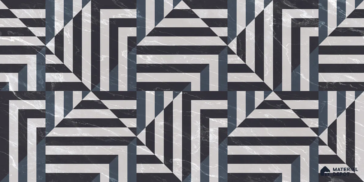 Geometric Floor & Wall Tile TL 05812 B Gravier Soft Geo Decor 2 ft x 4 ft Vitrified High Gloss Finish - 9 mm | Suitable for Living Room, Bedroom, Bathroom (Sample)