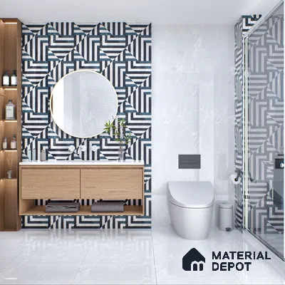 Geometric Floor & Wall Tile TL 05812 B Gravier Soft Geo Decor 2 ft x 4 ft Vitrified High Gloss Finish - 9 mm | Suitable for Living Room, Bedroom, Bathroom (Sample)