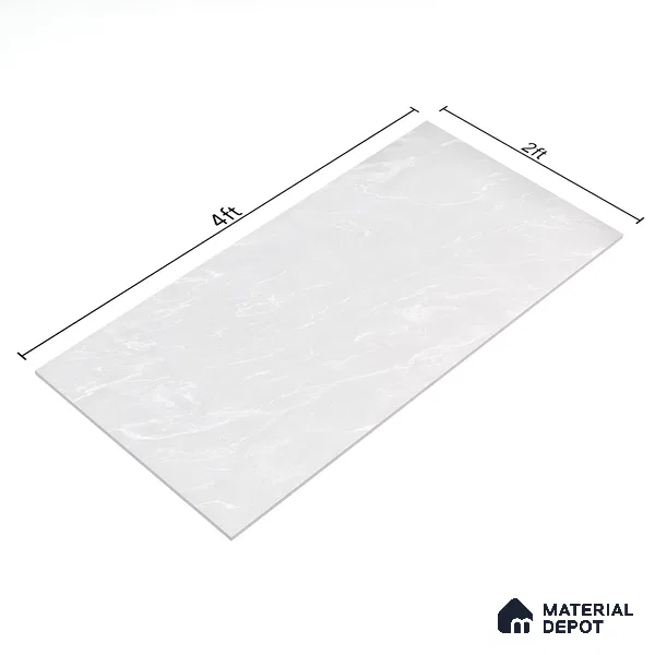 Marble Floor & Wall Tile TL 05812 Gravier Soft Pearl 2 ft x 4 ft Vitrified Glossy Finish - 9 mm | 4 Random Design | Suitable for Living Room, Bedroom, Bathroom (Sample)