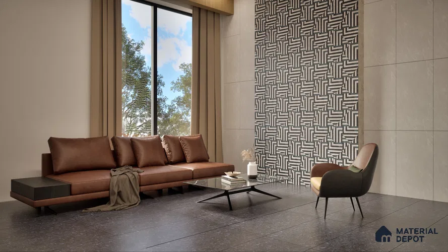 Marble Floor & Wall Tile TL 05812 Gravier Soft Pearl 2 ft x 4 ft Vitrified Glossy Finish - 9 mm | 4 Random Design | Suitable for Living Room, Bedroom, Bathroom