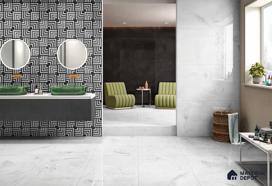 Geometric Wall Tile TL 05461 D Soul Nero Decor 2 ft x 4 ft Vitrified High Gloss Finish - 9 mm | Suitable for Living Room, Bedroom, Bathroom, Kitchen (Sample)