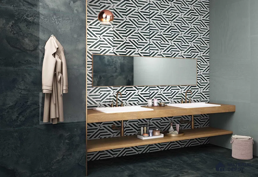 Marble Wall Tile TL 05461 B Soul Green 2 ft x 4 ft Vitrified High Gloss Finish - 9 mm | 6 Random Design | Suitable for Living Room, Bedroom, Bathroom, Kitchen (Sample)
