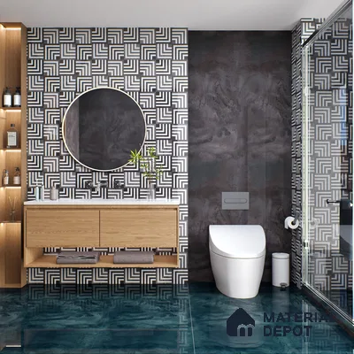 Marble Wall Tile TL 05461 C Soul Nero 2 ft x 4 ft Vitrified High Gloss Finish - 9 mm | 6 Random Design | Suitable for Living Room, Bedroom, Bathroom, Kitchen (Sample)