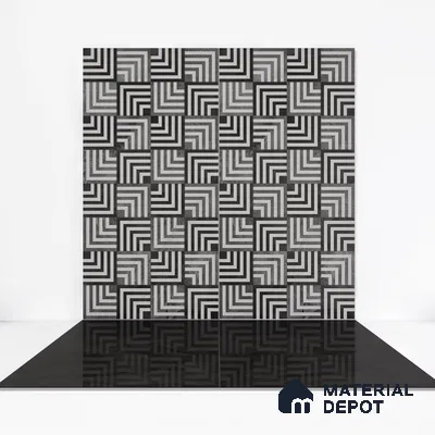 Marble Wall Tile TL 05461 C Soul Nero 2 ft x 4 ft Vitrified High Gloss Finish - 9 mm | 6 Random Design | Suitable for Living Room, Bedroom, Bathroom, Kitchen (Sample)