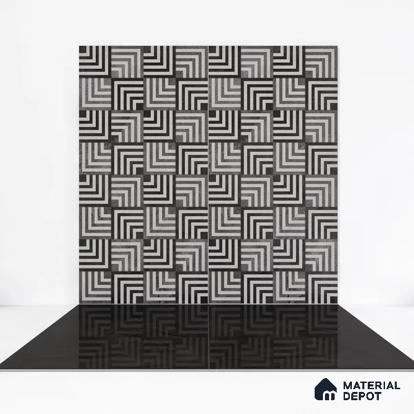 Marble Wall Tile TL 05461 C Soul Nero 2 ft x 4 ft Vitrified High Gloss Finish - 9 mm | 6 Random Design | Suitable for Living Room, Bedroom, Bathroom, Kitchen (Sample)