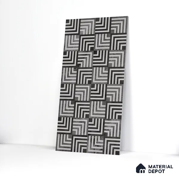 Geometric Wall Tile TL 05461 D Soul Nero Decor 2 ft x 4 ft Vitrified High Gloss Finish - 9 mm | Suitable for Living Room, Bedroom, Bathroom, Kitchen (Sample)