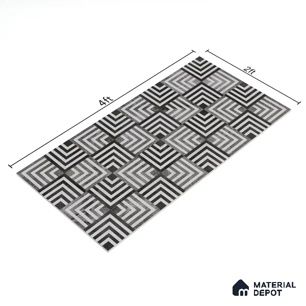 Geometric Wall Tile TL 05461 D Soul Nero Decor 2 ft x 4 ft Vitrified High Gloss Finish - 9 mm | Suitable for Living Room, Bedroom, Bathroom, Kitchen (Sample)