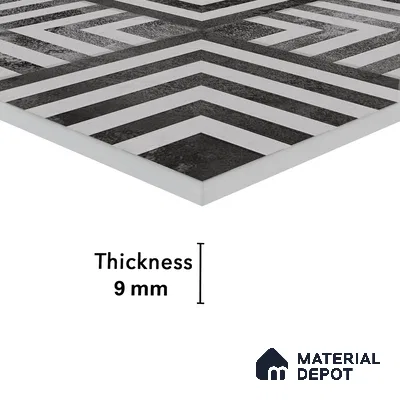 Geometric Wall Tile TL 05461 D Soul Nero Decor 2 ft x 4 ft Vitrified High Gloss Finish - 9 mm | Suitable for Living Room, Bedroom, Bathroom, Kitchen (Sample)