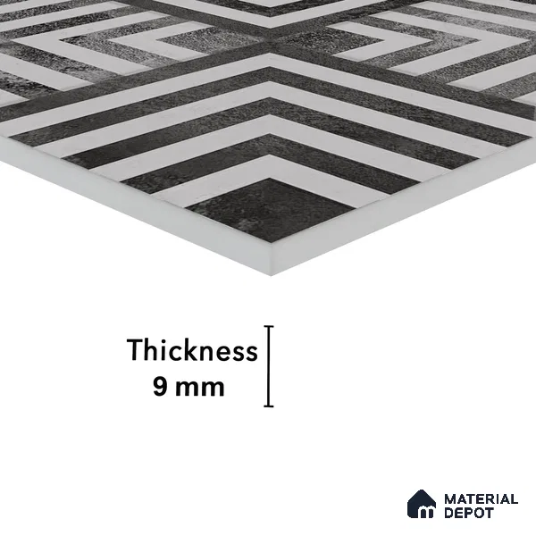 Geometric Wall Tile TL 05461 D Soul Nero Decor 2 ft x 4 ft Vitrified High Gloss Finish - 9 mm | Suitable for Living Room, Bedroom, Bathroom, Kitchen (Sample)