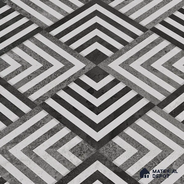 Geometric Wall Tile TL 05461 D Soul Nero Decor 2 ft x 4 ft Vitrified High Gloss Finish - 9 mm | Suitable for Living Room, Bedroom, Bathroom, Kitchen (Sample)