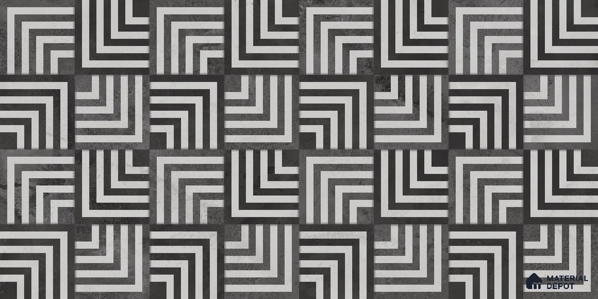 Geometric Wall Tile TL 05461 D Soul Nero Decor 2 ft x 4 ft Vitrified High Gloss Finish - 9 mm | Suitable for Living Room, Bedroom, Bathroom, Kitchen (Sample)