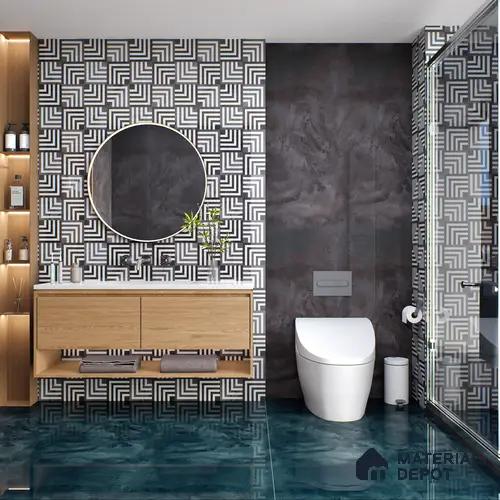Highlighter Wall Tile TL 05461 D Soul Nero Decor 2 ft x 4 ft Vitrified High Gloss Finish - 9 mm | Suitable for Living Room, Bedroom, Bathroom, Kitchen