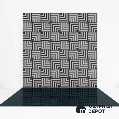 Geometric Wall Tile TL 05461 D Soul Nero Decor 2 ft x 4 ft Vitrified High Gloss Finish - 9 mm | Suitable for Living Room, Bedroom, Bathroom, Kitchen (Sample)