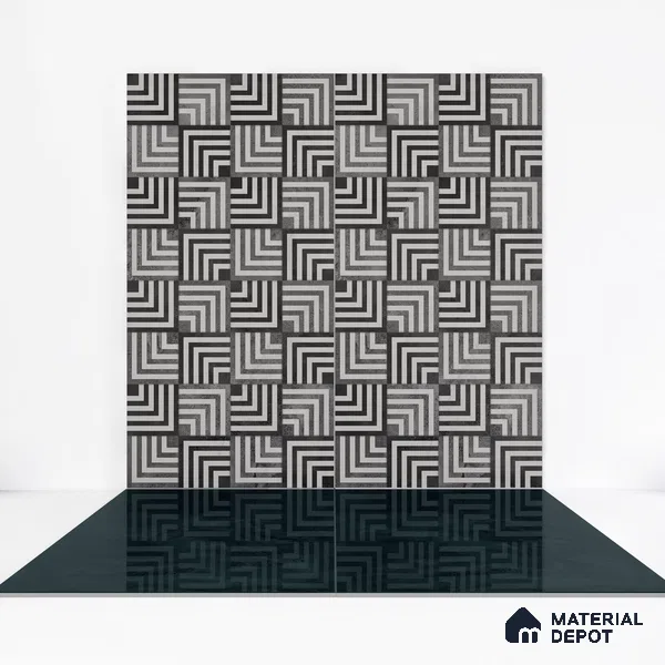 Geometric Wall Tile TL 05461 D Soul Nero Decor 2 ft x 4 ft Vitrified High Gloss Finish - 9 mm | Suitable for Living Room, Bedroom, Bathroom, Kitchen (Sample)