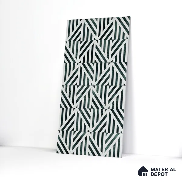 Geometric Wall Tile TL 05461 E Gravier Soul Bianco Decor 2 ft x 4 ft Vitrified High Gloss Finish - 9 mm | Suitable for Living Room, Bedroom, Bathroom (Sample)