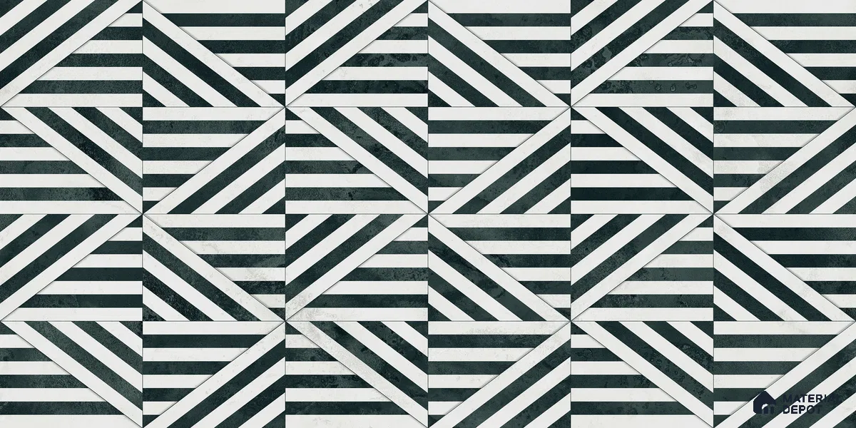 Geometric Wall Tile TL 05461 E Gravier Soul Bianco Decor 2 ft x 4 ft Vitrified High Gloss Finish - 9 mm | Suitable for Living Room, Bedroom, Bathroom (Sample)