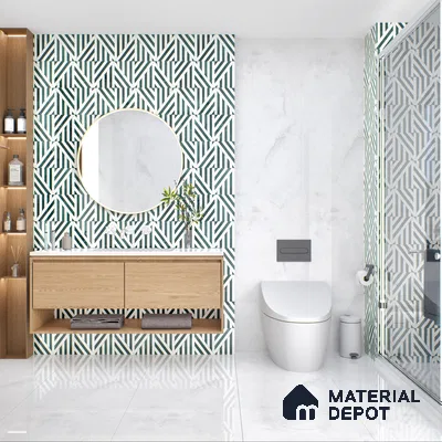 Geometric Wall Tile TL 05461 E Gravier Soul Bianco Decor 2 ft x 4 ft Vitrified High Gloss Finish - 9 mm | Suitable for Living Room, Bedroom, Bathroom (Sample)