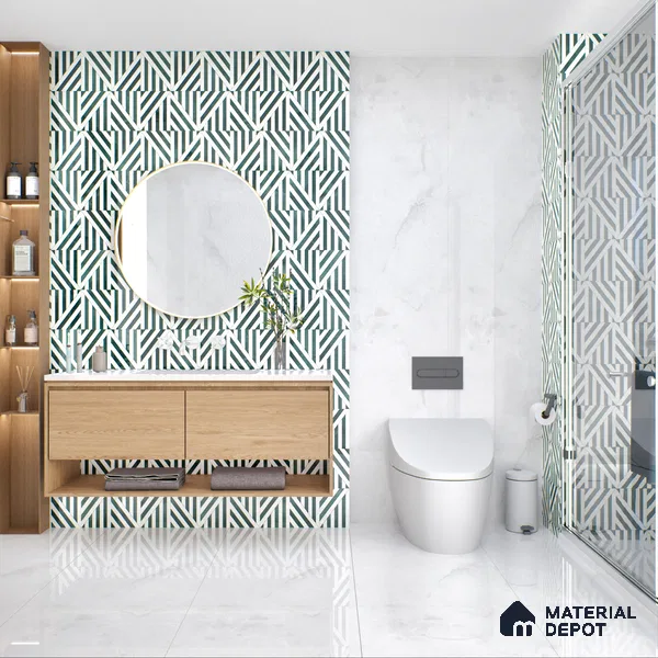 Marble Wall Tile TL 05461 Soul Bianco 2 ft x 4 ft Vitrified High Gloss Finish - 9 mm | 6 Random Design | Suitable for Living Room, Bedroom, Bathroom, Kitchen (Sample)