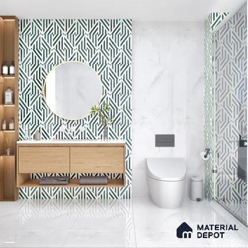 Marble Wall Tile TL 05461 Soul Bianco 2 ft x 4 ft Vitrified High Gloss Finish - 9 mm | 6 Random Design | Suitable for Living Room, Bedroom, Bathroom, Kitchen