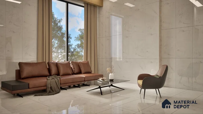 Marble Wall Tile TL 05461 Soul Bianco 2 ft x 4 ft Vitrified High Gloss Finish - 9 mm | 6 Random Design | Suitable for Living Room, Bedroom, Bathroom, Kitchen (Sample)