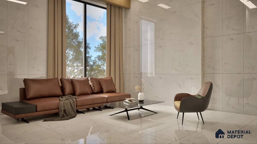 Marble Wall Tile TL 05461 Soul Bianco 2 ft x 4 ft Vitrified High Gloss Finish - 9 mm | 6 Random Design | Suitable for Living Room, Bedroom, Bathroom, Kitchen