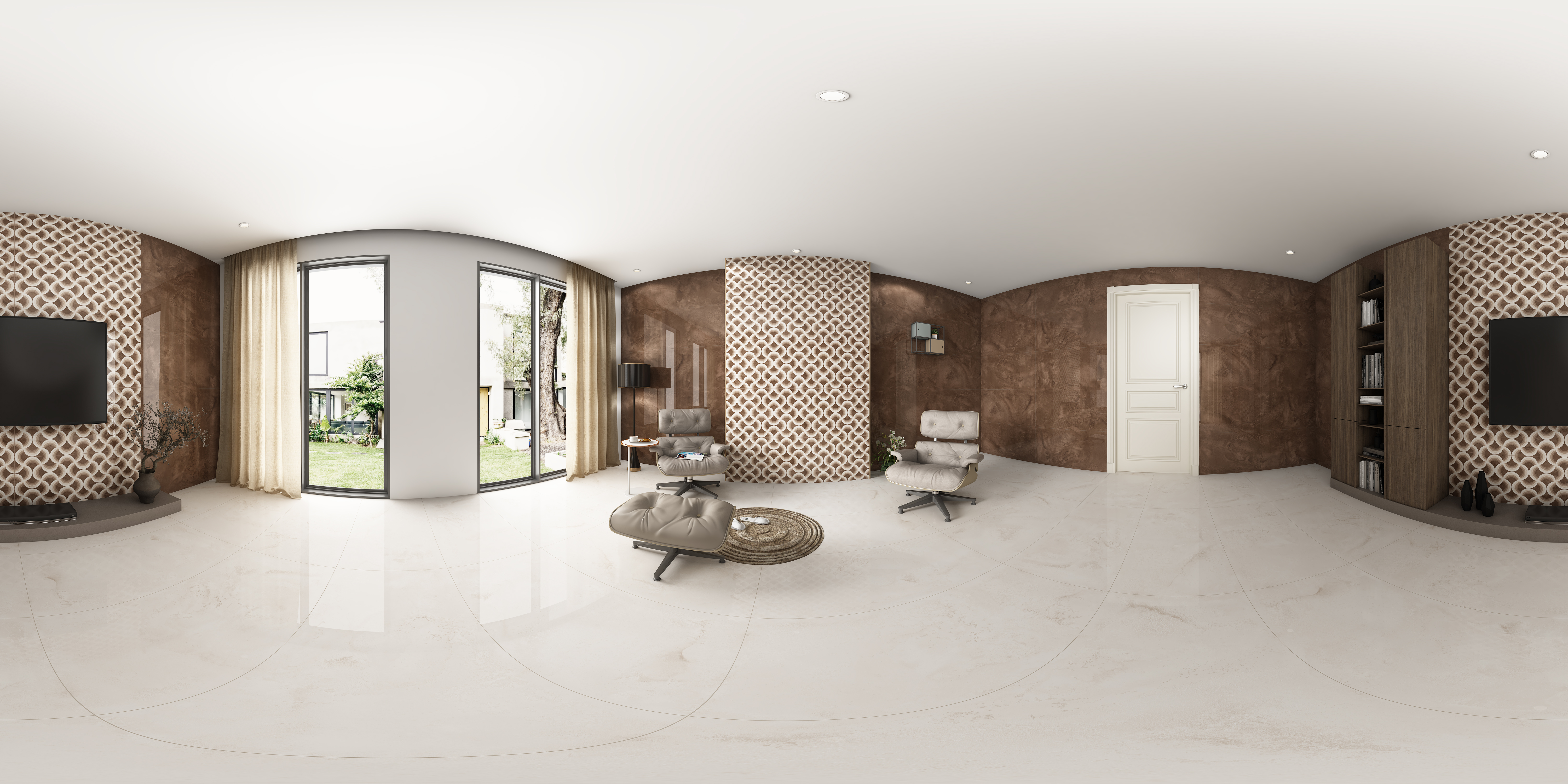 Marble Wall Tile TL 05460 B Soul Brown 2 ft x 4 ft Vitrified High Gloss Finish - 9 mm | 6 Random Design | Suitable for Living Room, Bedroom, Bathroom, Kitchen