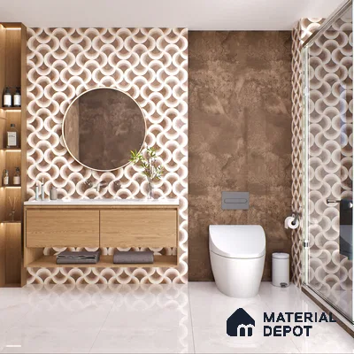 Marble Wall Tile TL 05460 B Soul Brown 2 ft x 4 ft Vitrified High Gloss Finish - 9 mm | 6 Random Design | Suitable for Living Room, Bedroom, Bathroom, Kitchen