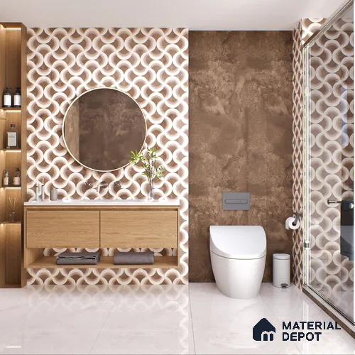 Marble Wall Tile TL 05460 B Soul Brown 2 ft x 4 ft Vitrified High Gloss Finish - 9 mm | 6 Random Design | Suitable for Living Room, Bedroom, Bathroom, Kitchen