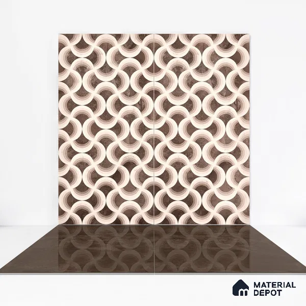 Marble Wall Tile TL 05460 B Soul Brown 2 ft x 4 ft Vitrified High Gloss Finish - 9 mm | 6 Random Design | Suitable for Living Room, Bedroom, Bathroom, Kitchen
