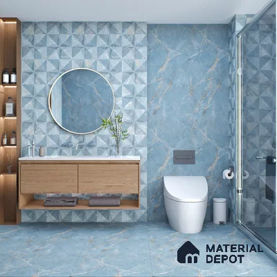 Highlighter Carving Wall Tile TL 05816 B Gravier Aqua Mint Decor 2 ft x 4 ft Vitrified Carving Matte Finish - 9 mm | Suitable for Living Room, Bedroom, Bathroom