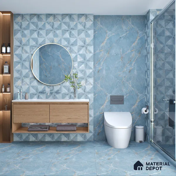 Highlighter Carving Wall Tile TL 05816 B Gravier Aqua Mint Decor 2 ft x 4 ft Vitrified Carving Matte Finish - 9 mm | Suitable for Living Room, Bedroom, Bathroom