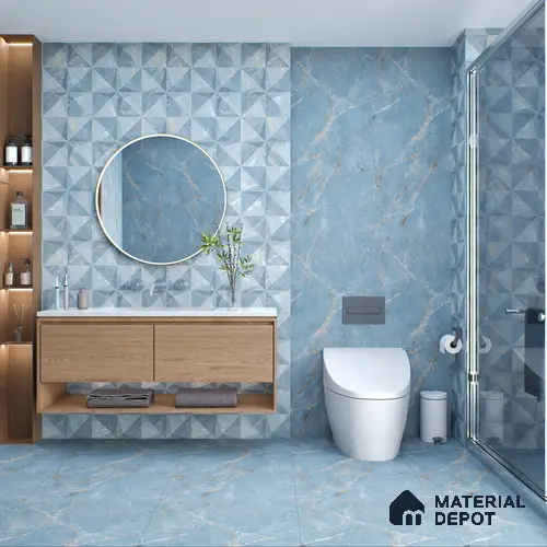 Highlighter Carving Wall Tile TL 05816 B Gravier Aqua Mint Decor 2 ft x 4 ft Vitrified Carving Matte Finish - 9 mm | Suitable for Living Room, Bedroom, Bathroom