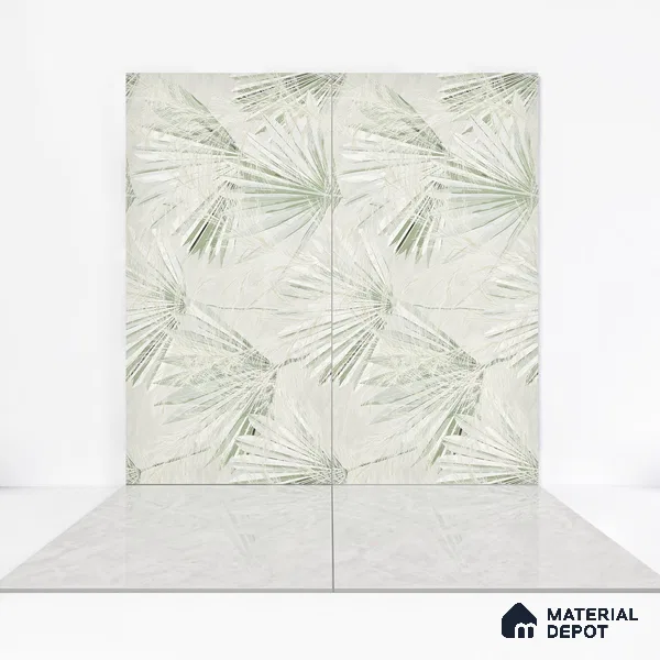 Marble Floor & Wall Tile TL 05813 Gravier Verdant Mist 2 ft x 4 ft Vitrified High Gloss Finish - 9 mm | 6 Random Design | Suitable for Living Room, Bedroom, Bathroom (Sample)
