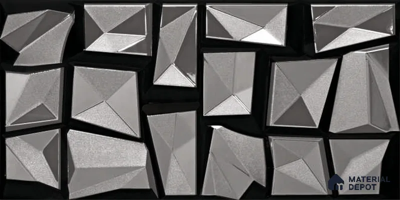 Metallic Wall Tile TL 05503 E Nero Motion Base 2 ft x 1 ft Ceramic Metallic Finish - 9 mm | Suitable for Bathroom, Kitchen