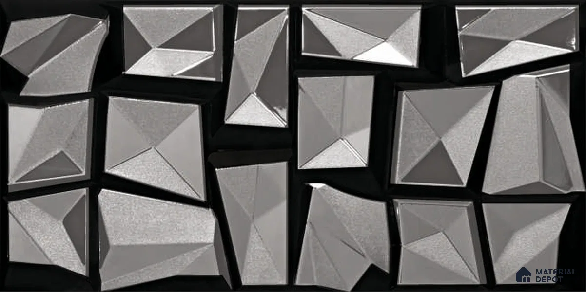 Metallic Wall Tile TL 05503 E Nero Motion Base 2 ft x 1 ft Ceramic Metallic Finish - 9 mm | Suitable for Bathroom, Kitchen